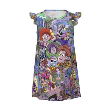 Toy Story Little Girls Nightgowns Soft Flutter Sleeve Night Dress Pajamas Cute Sleep Clothes Nightshirt for Kids
