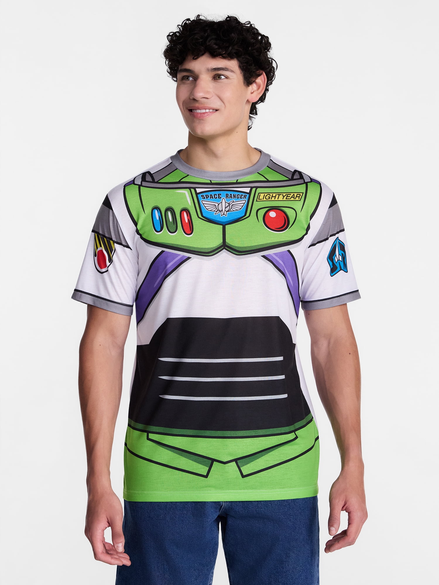 Toy Story Men's and Big Men's Buzz Lightyear Graphic Cosplay Tee and Beanie Set, 2-Piece, Sizes XS-3XL