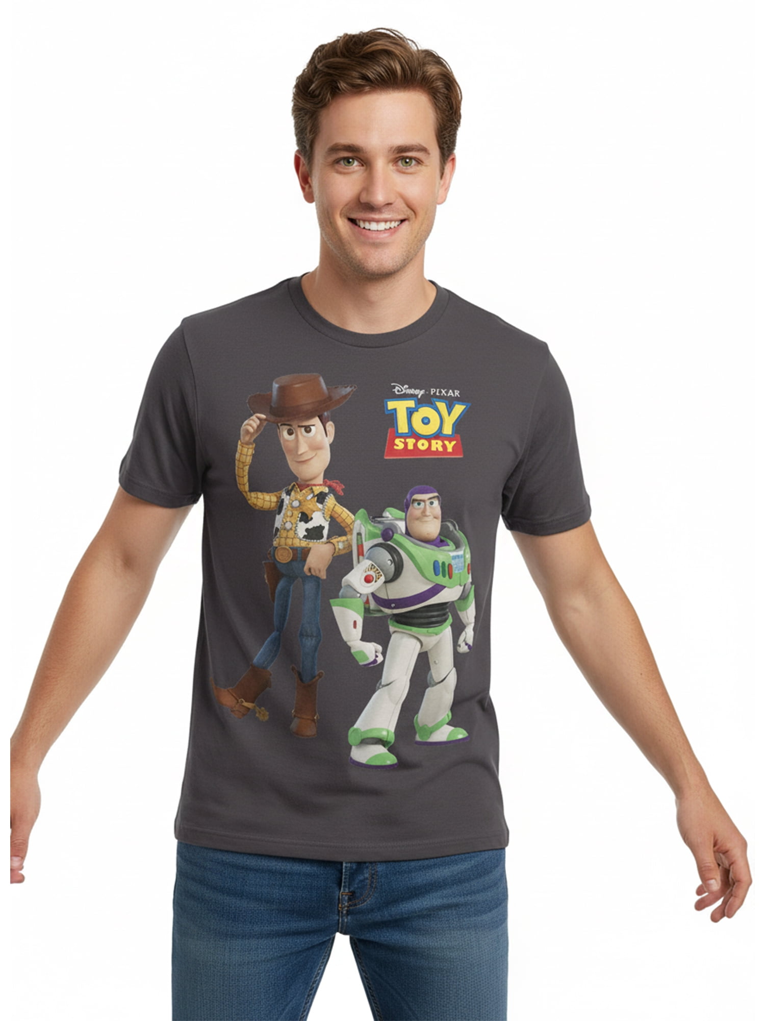 Toy Story, Men's & Big Men's Graphic Tee, Woody n' Buzz, Sizes S-3XL