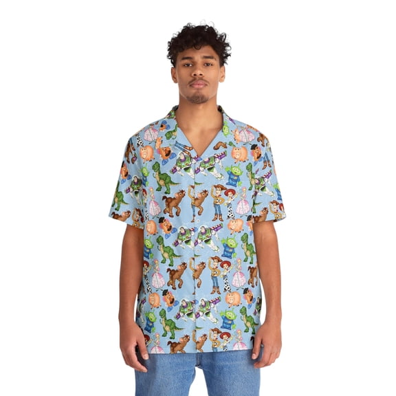 Toy Story Men‰Ûªs Hawaiian Shirt - Disney Pixar Tropical Vacation Button-Up