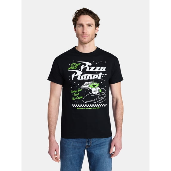 Toy Story Men's and Big Men's Pizza Planet Graphic Tee with Short Sleeves, Sizes S-3XL