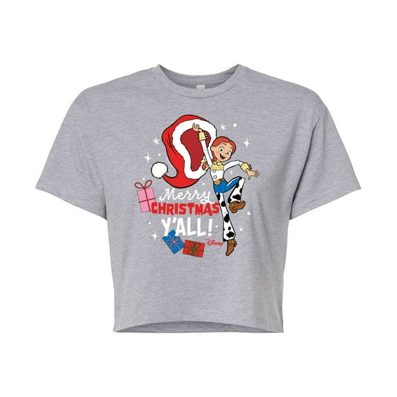 Toy Story - Merry Christmas Yall Jessie - Juniors Cropped Cotton Blend T-Shirt