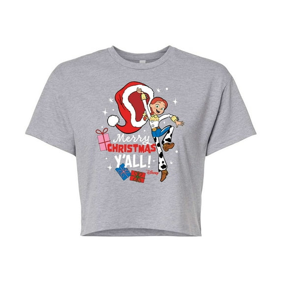 Toy Story - Merry Christmas Yall Jessie - Juniors Cropped Cotton Blend T-Shirt