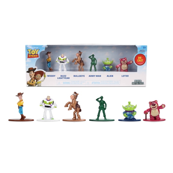 Toy Story Nano Metalfigs 6-Pack Die-Cast Mini Figures 1.65-Inch Scale  Woody, Buzz, Bullseye, Army Man, Alien, Lotso by Jada Toys
