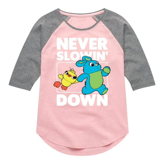Toy Story - Never Slowin Down - Toddler And Youth Girls Raglan Graphic T-Shirt