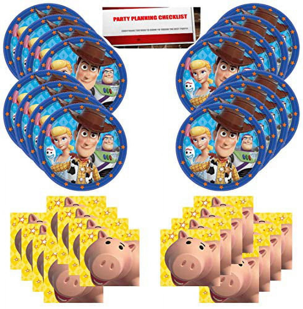 TOY STORY PART 4 MSS Toy Story Part 4 Birthday Party Supplies Bundle Pack for 16 Guests (Plus Party Planning Checklist by Mikes Super Store)