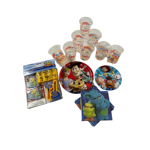 Unique 143192PMM588 Toy Story Party Pack for 8 Guests with Plates, Napkins, Cups & Party Favors - Woody Party Bundle, Multi Color