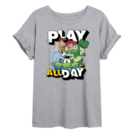 Toy Story - Play All Day - Juniors Oversized Graphic T-Shirt