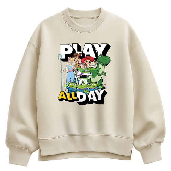 Toy Story - Play All Day - Women's Oversized Fleece Crew Sweatshirt