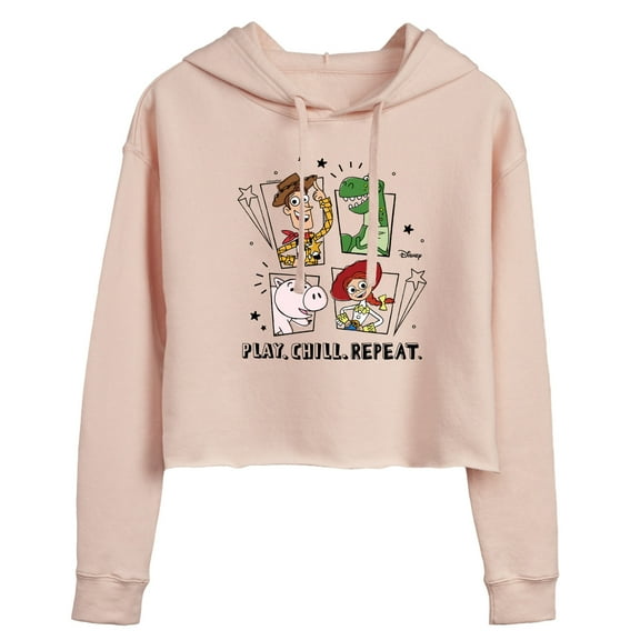 Toy Story - Play Chill Repeat - Juniors Cropped Pullover Hoodie
