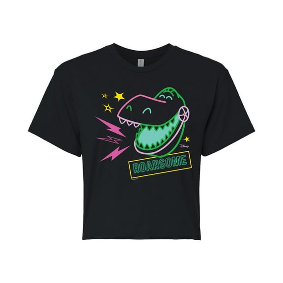 Toy Story - Roarsome Rex - Juniors Cropped Cotton Blend T-Shirt