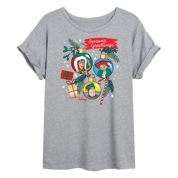 Toy Story - Seasons Greetings Ornaments - Juniors Ideal Flowy Muscle T-Shirt