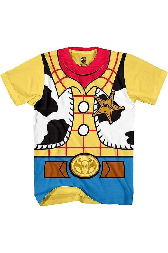 Toy Story Sheriff Woody Cowboy Costume Shirt for Kids, Large
