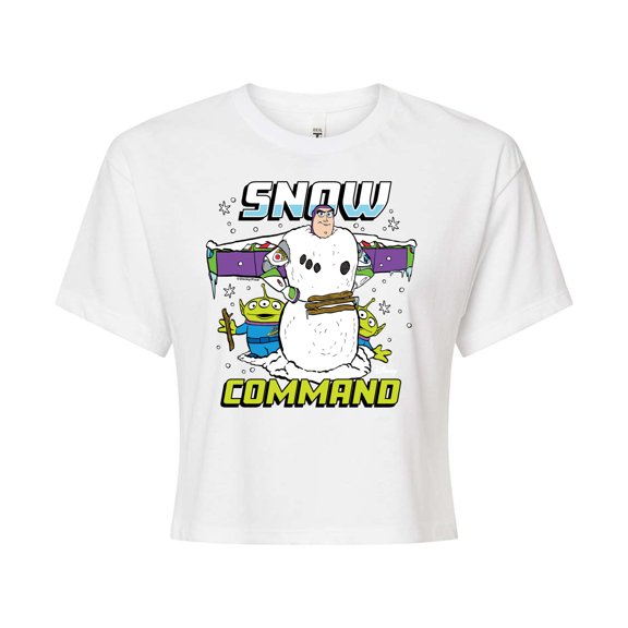Toy Story - Snow Command - Juniors Cropped Cotton Blend T-Shirt