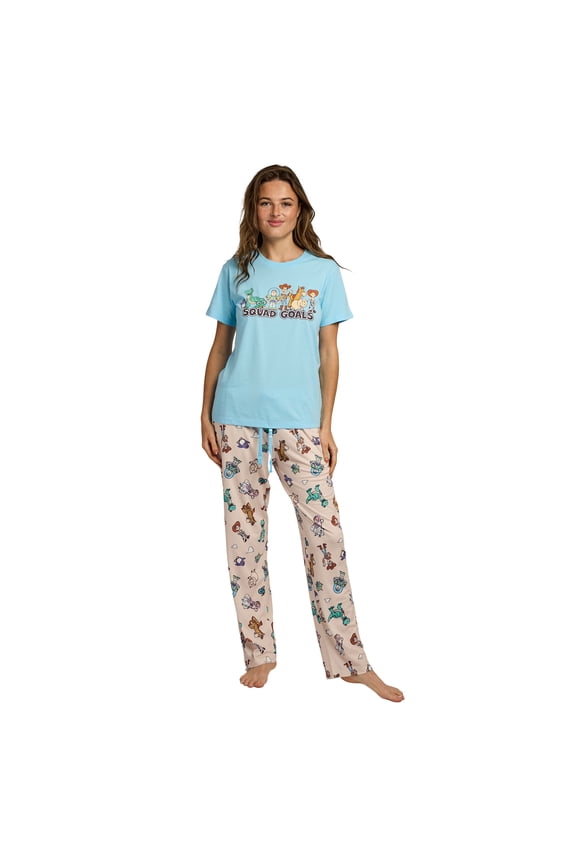 Toy Story Squad Goals Favorite Characters Women’s T-Shirt And Sleep Pants Sleepwear Set -Large
