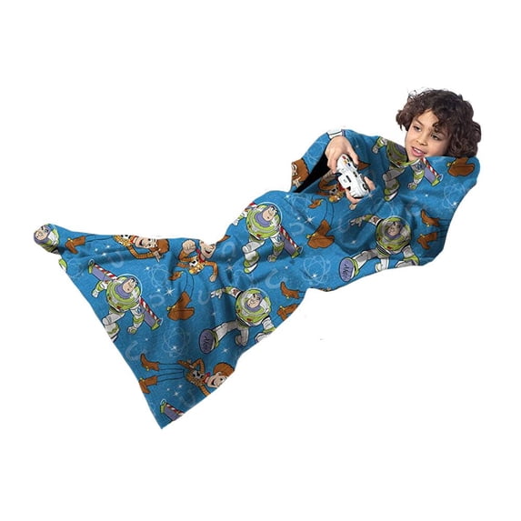 Toy Story Star Defenders Comfy Throw Snuggler - The Blanket with Sleeves - Featuring Woody & Buzz Lightyear