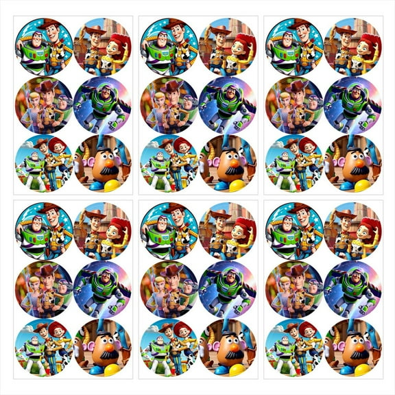 Toy Story Stickers Party Favors Labels Birthday Thank You Themed Round Circle Baby Shower 60pcs