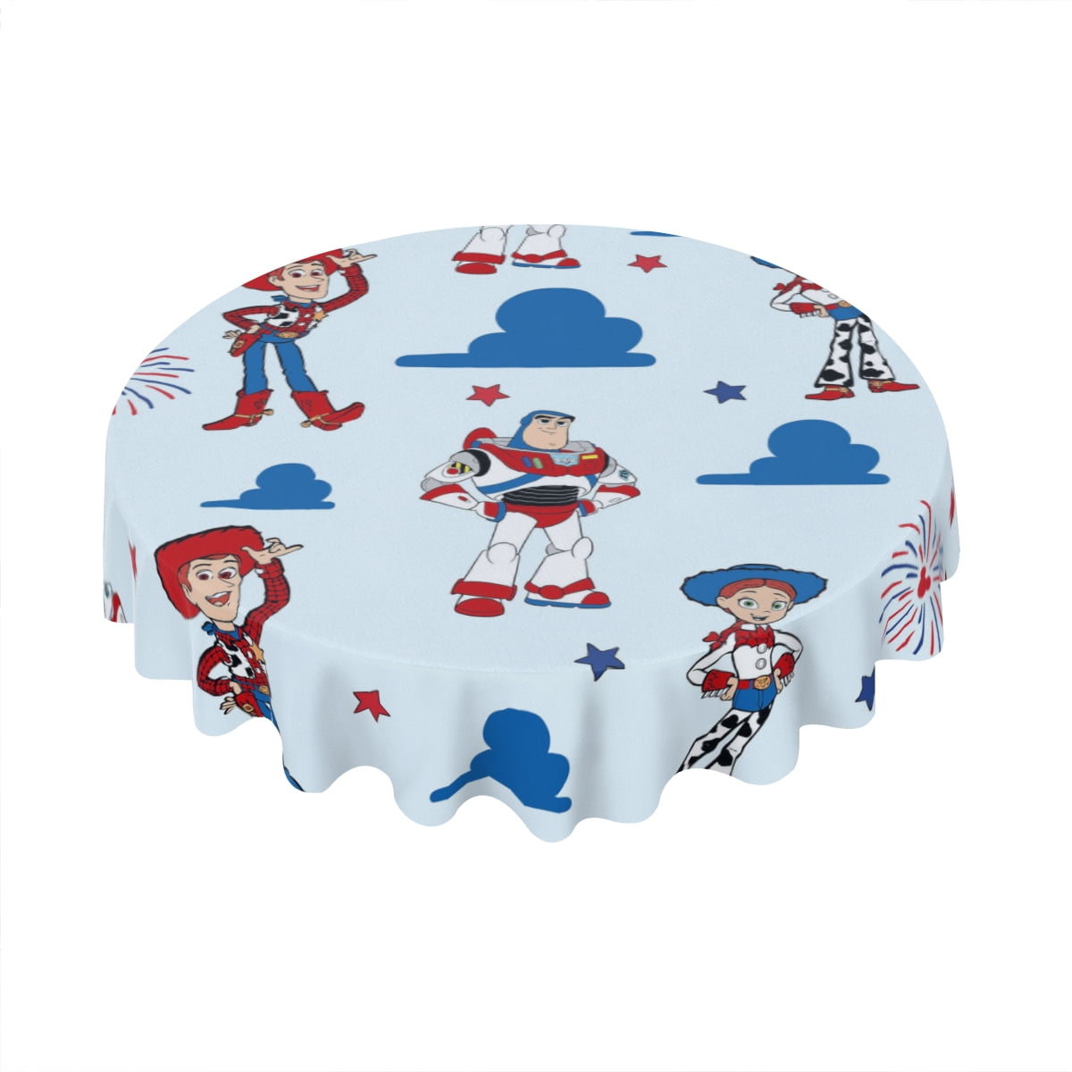 Toy Story Tablecloth Decorative Round Tablecloth 60 Inch Home Tablecloth, Leakproof and Sturdy