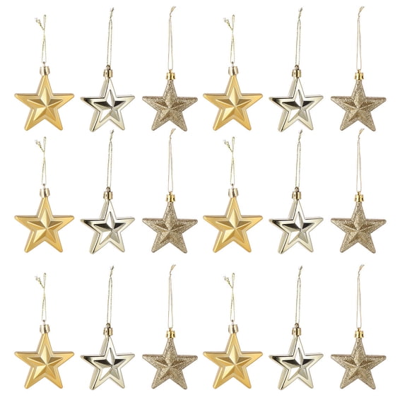 WRISTBIQUE Golden Plastic Christmas Star, Ideal for Festive Decoration, 18Pcs