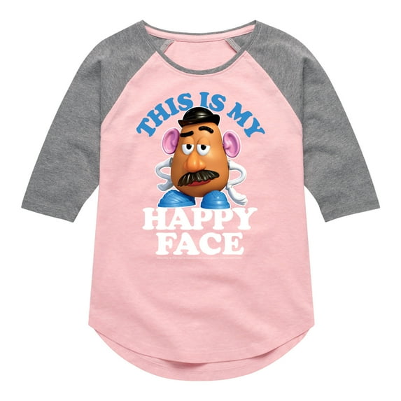 Toy Story - This My Happy Face - Toddler And Youth Girls Raglan Graphic T-Shirt