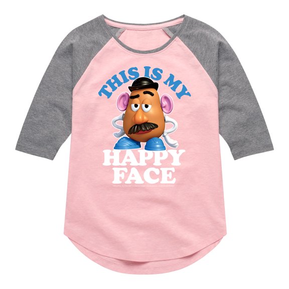 Toy Story - This My Happy Face - Toddler And Youth Girls Raglan Graphic T-Shirt