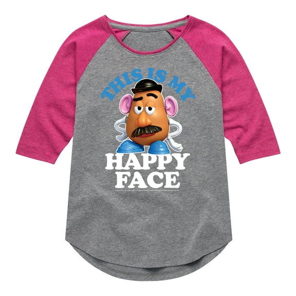 Toy Story - This My Happy Face - Toddler And Youth Girls Raglan Graphic T-Shirt
