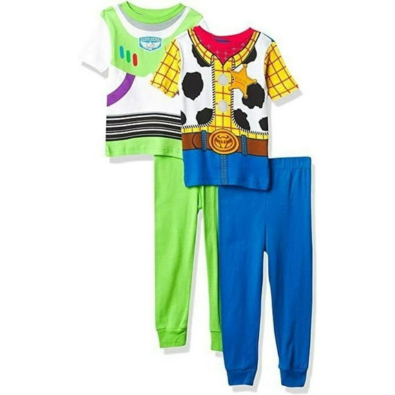 Toy Story Toddler Boy's Woody and Buzz Lightyear Character Costume Pajama Set (Size 4T)