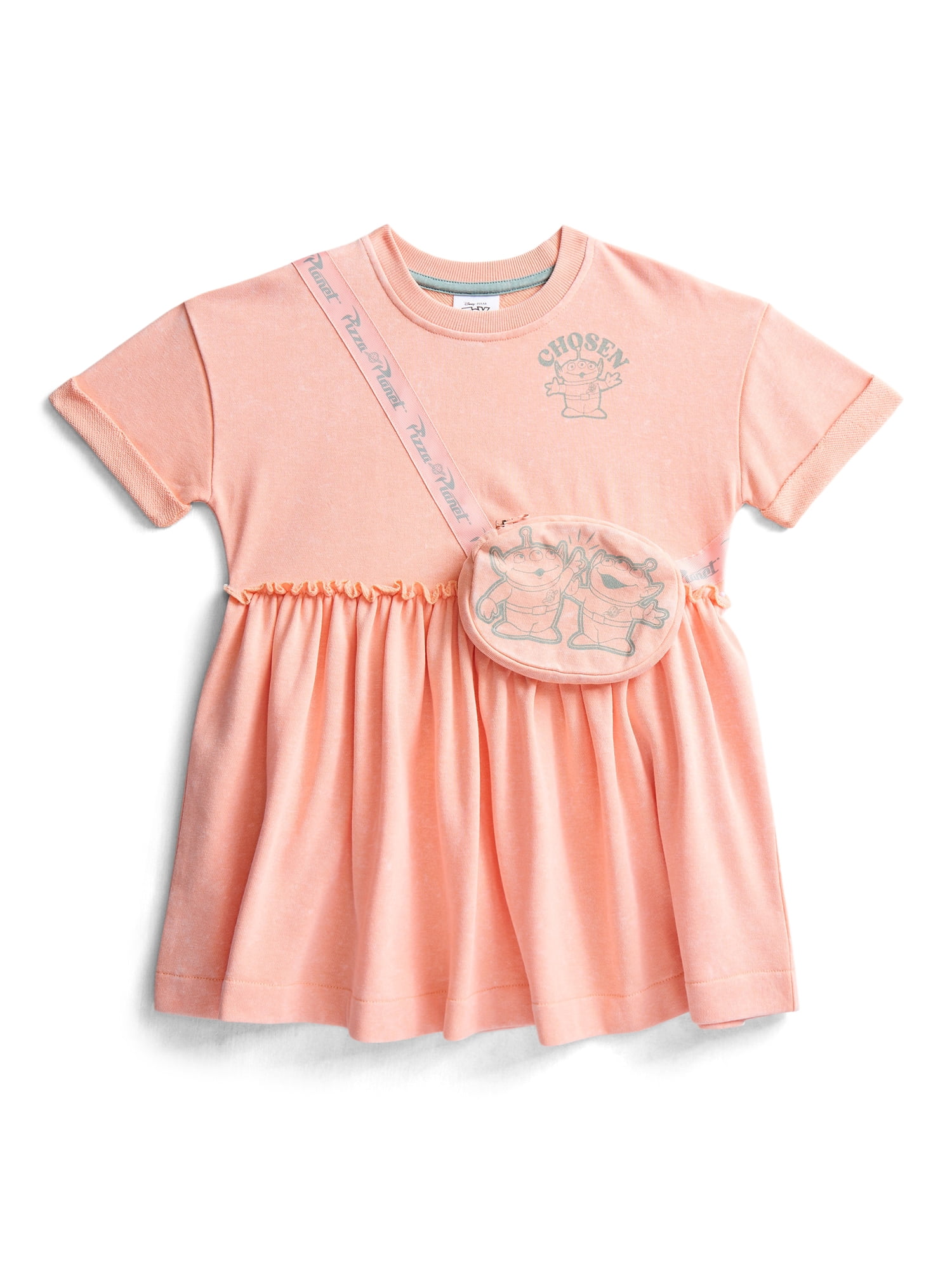 Toy Story Toddler Girls Short Sleeve Graphic Dress with 3D Bag, Sizes 12M-5T