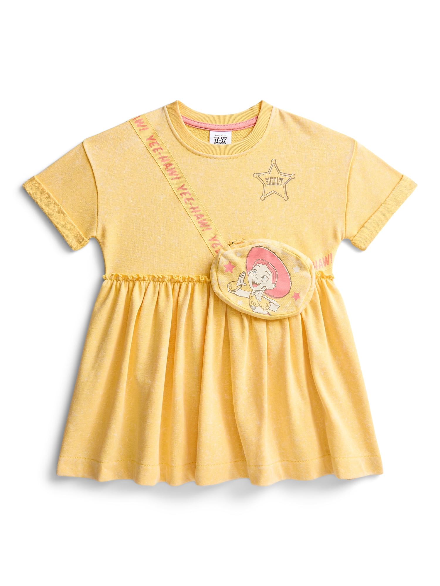 Toy Story Toddler Girls Short Sleeve Graphic Dress with 3D Bag, Sizes 12M-5T