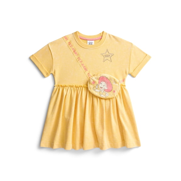 Toy Story Toddler Girls Short Sleeve Graphic Dress with 3D Bag, Sizes 12M-5T