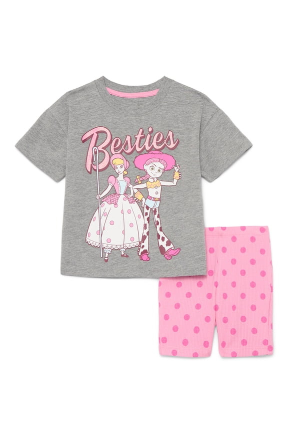 Toy Story Toddler Girls Graphic Tee and Bike Shorts Set, 2-Piece, Sizes 12M-5T