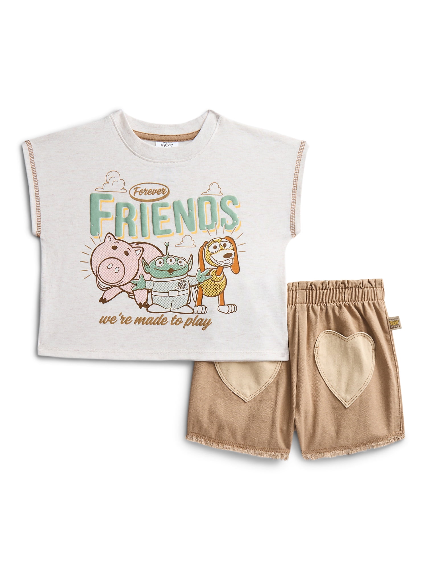 Toy Story Toddler Girls Graphic Tee and Denim Shorts Set, 2-Piece, Sizes 12M-5T