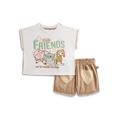 Toy Story Toddler Girls Graphic Tee and Denim Shorts Set, 2-Piece, Sizes 12M-5T