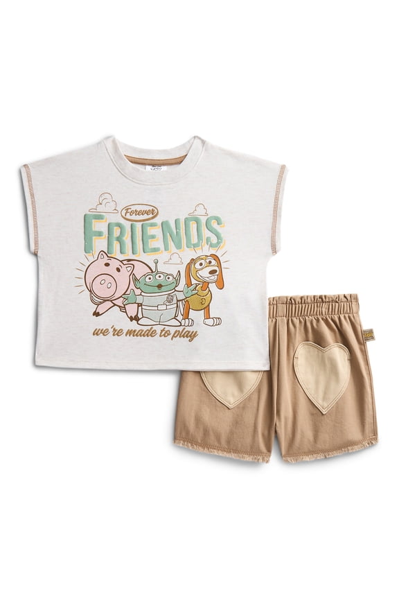 Toy Story Toddler Girls Graphic Tee and Denim Shorts Set, 2-Piece, Sizes 12M-5T