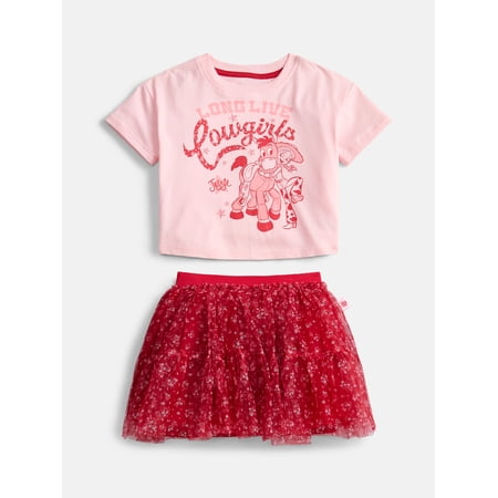 Disney Toy Story Toddler Girls Graphic Tee with Short Sleeves and Tutu Skirt Set, Sizes 12M-5T