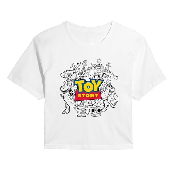 Toy Story - Toy Story Character Collage - Juniors Cropped Graphic T-Shirt