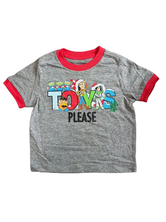 Toy Story "Toy's Please" Toddler Boy's Gray w/ Red Edging T-Shirt -2T