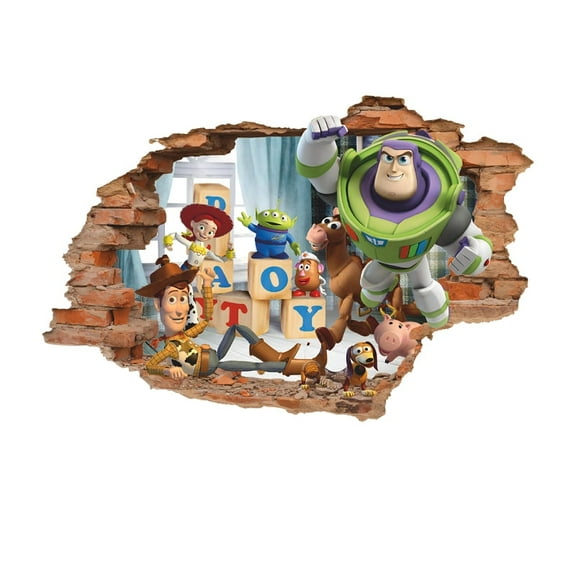 Toy Story Wall Sticker For Bedroom Living Room Nursery Party Decorations Anime Cartoon Background Self-Adhesive Wall Decor Baby Boy Girl Kids Room Wall Mural Decor Poster Gift
