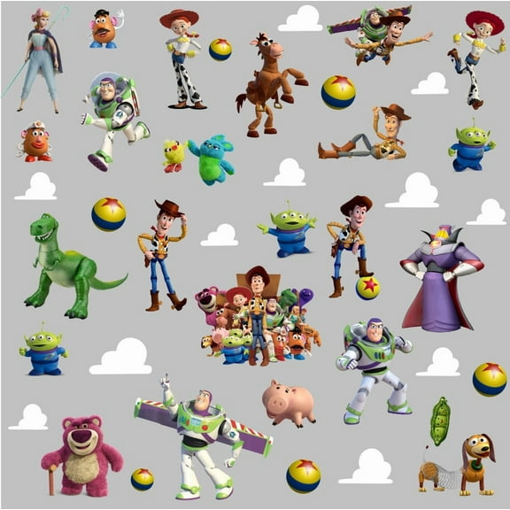 Toy Story Wall Sticker For Bedroom Living Room Nursery Party Decorations Anime Cartoon Background Self-Adhesive Wall Decor Baby Boy Girl Kids Room Wall Mural Decor Poster Gift