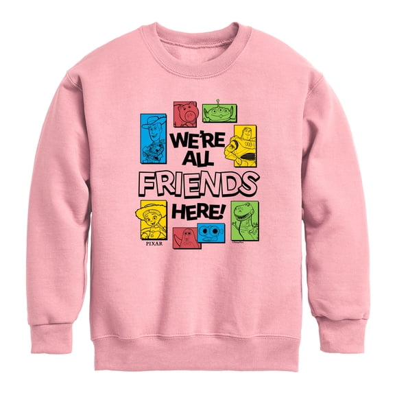 Toy Story - We're All Friends Here - Youth Boys Crew Fleece Sweatshirt