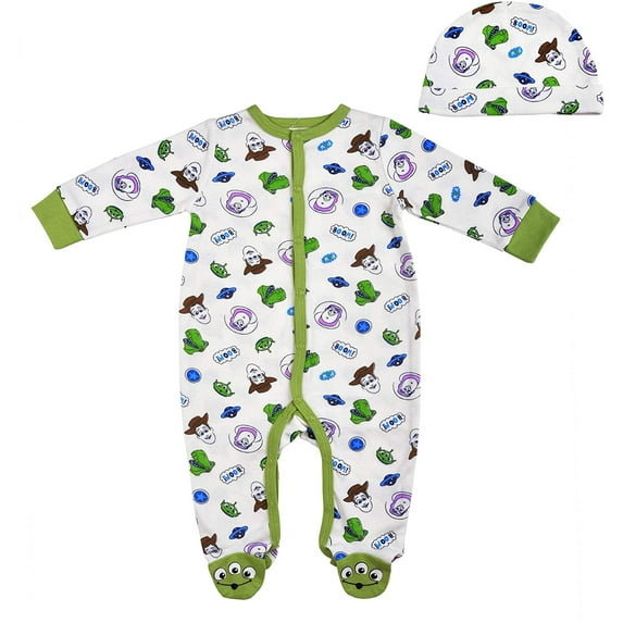 Toy Story Woody, Buzz Lightyear and Rex Boys Single Footie with Hat, Newborn