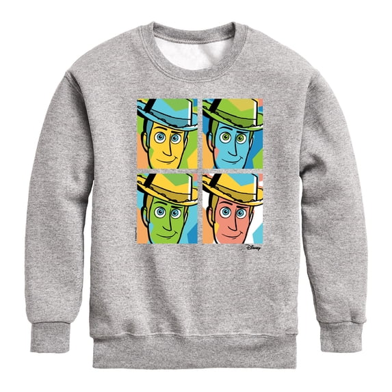 Toy Story - Woody Grid - Youth Boys Crew Fleece Sweatshirt