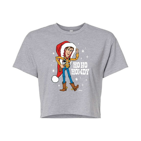 Toy Story - Woody Ho Ho Howdy - Juniors Cropped Cotton Blend T-Shirt