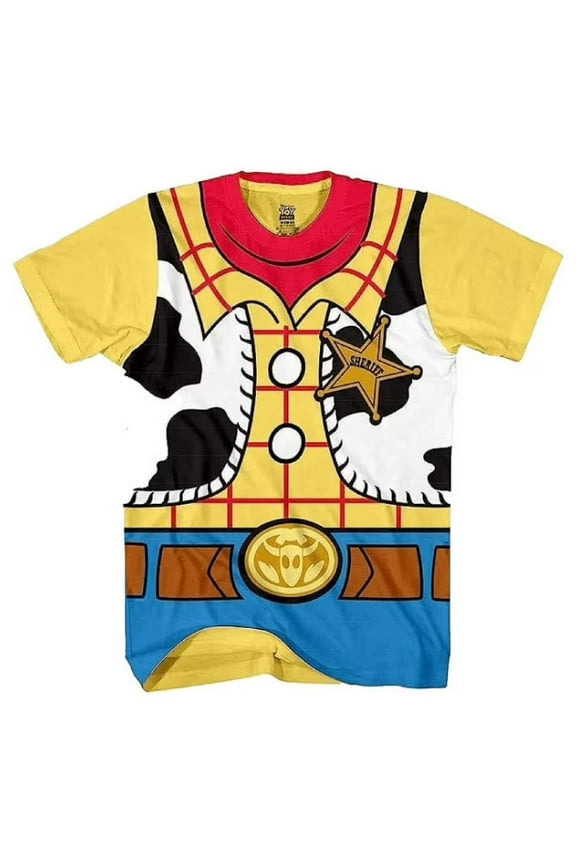 Toy Story Woody Sheriff Cowboy Costume T-Shirt for Little Kids - Short Sleeve Tee, Juvy 5/6 yrs