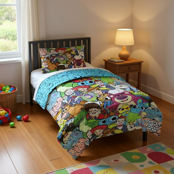 Disney Toy Story You've Got a Friend Reversible Comforter and Pillowcase Set, Twin/Full, Kids Bedding