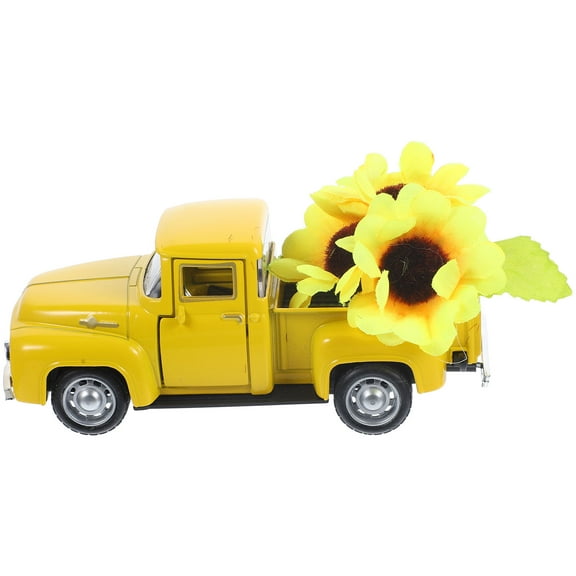 Raindrops 1Pcs Yellow Plastic Metal Silk Cloth Retro Truck Shape Vintage Ornament for Housewarming Gift