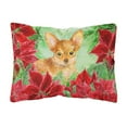 thumbnail image 1 of Toy Terrier Poinsettas Canvas Fabric Decorative Pillow, 1 of 3