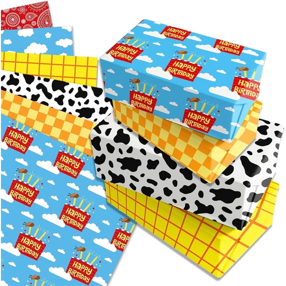 Toy Theme Birthday Wrapping Paper Sheets Themed Birthday Gift Wrapping Paper Sheets for Birthday Party Holiday Gifts 2720 Inch 6 Designs