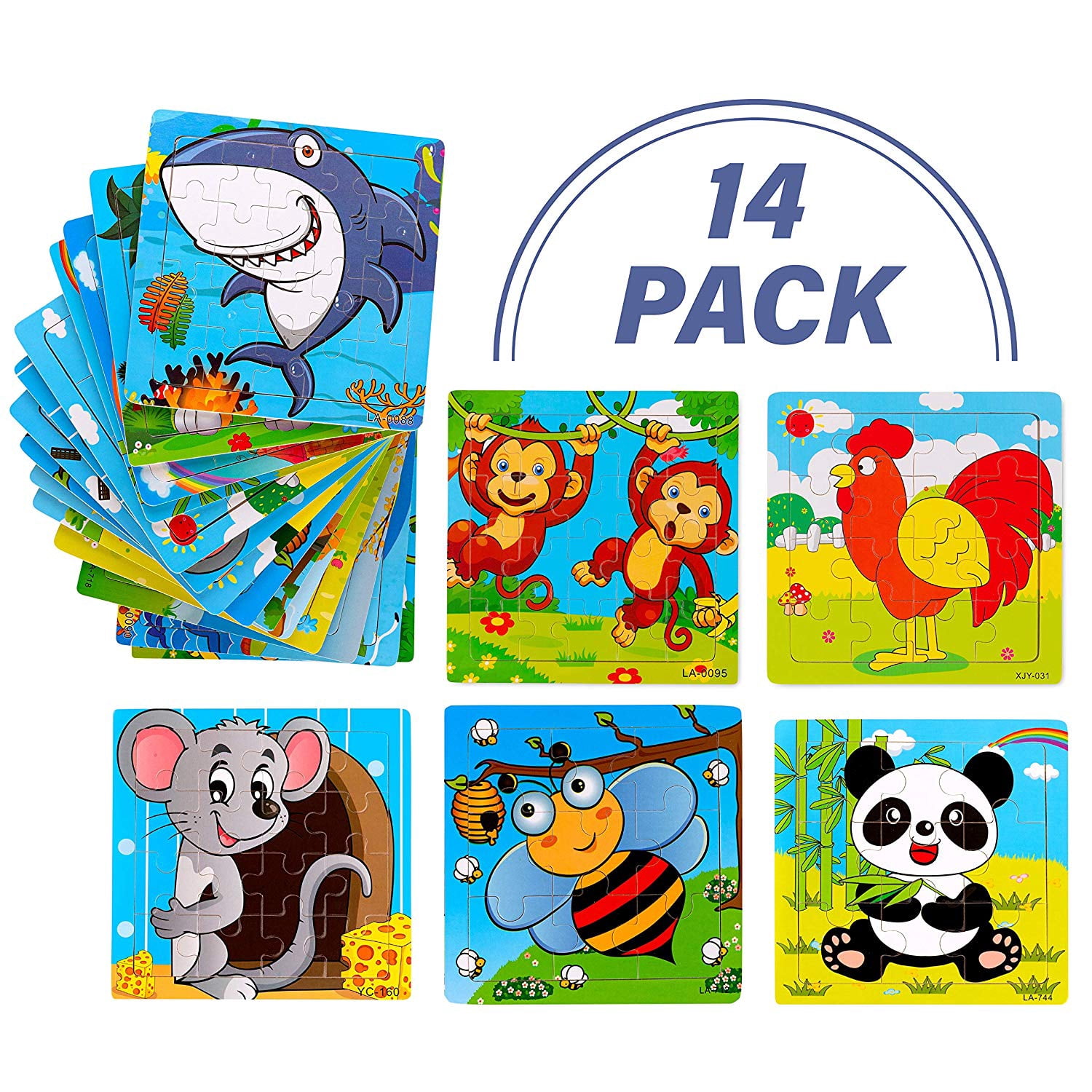 Toy To Enjoy Wooden Chunky Animal Jigsaw Puzzle (Pack of 14) for Kids ...