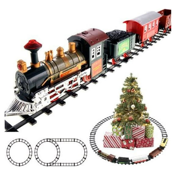 Toy Train Authentic Light Sound Large 53*30 inch Rail Track Layout Mountain Train Easy Assembly Fun Play Time for Boys, Girls